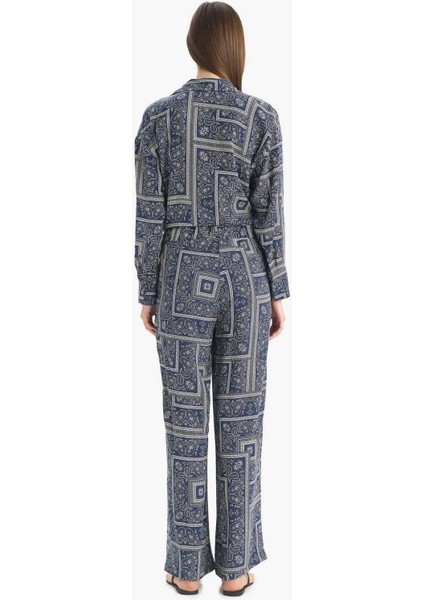 Regular Fit Şal Desenli Viskon Plaj Pantolonu-Fall in Love