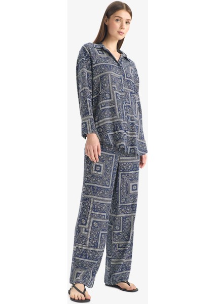 Şal Desenli Viskon Plaj Gömleği C3158AX25SP