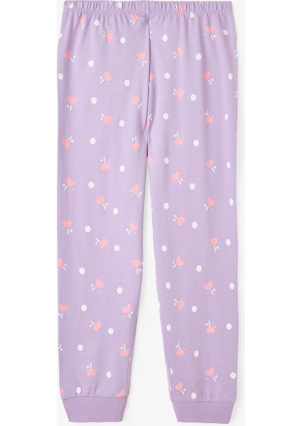 Lila Kız Çocuk Kuromi Friends Uzun Kollu Pamuklu Pijama Takımı