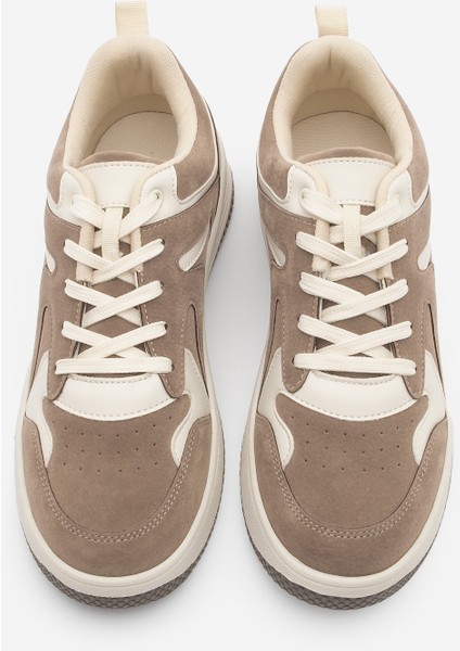 Kadın Sneaker Çok Parçalı Spor Ayakkabı Gosfin Vizon Süet