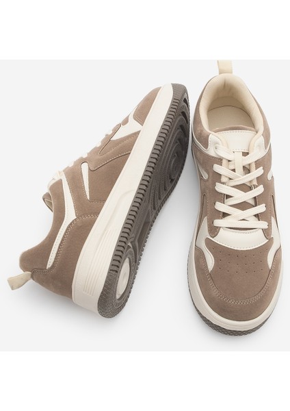 Kadın Sneaker Çok Parçalı Spor Ayakkabı Gosfin Vizon Süet