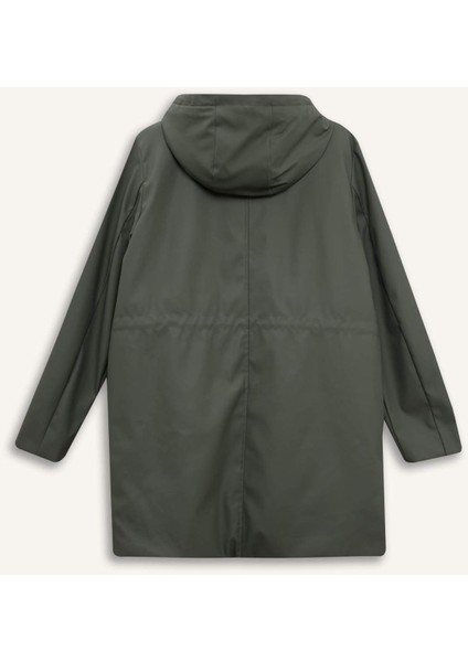 Regular Fit Kapüşonlu Suni Deri Yağmurluk E8575AX25WN