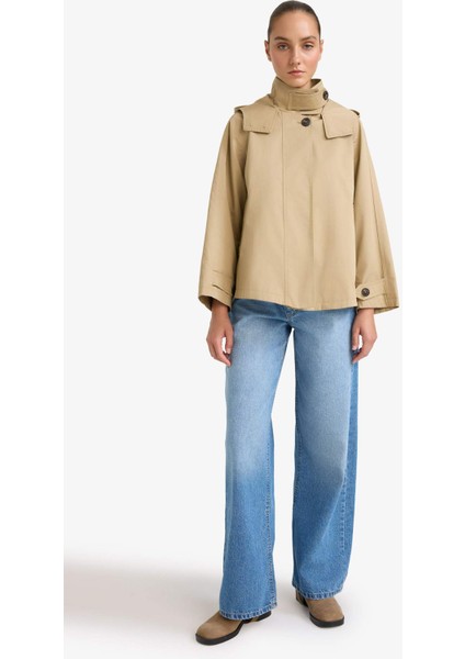 Regular Fit Kapüşonlu Fermuarlı Trençkot