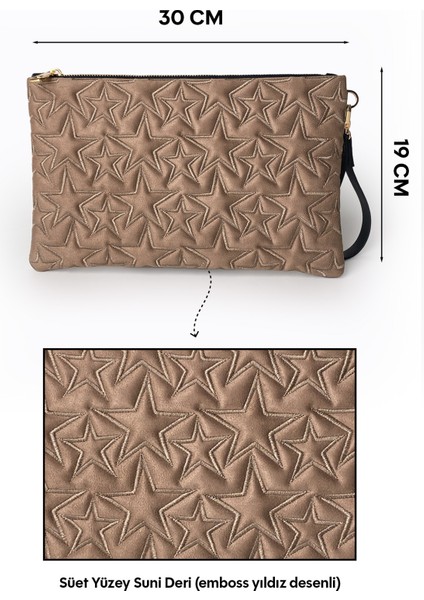 Yıldız Desenli Vizon Süet Portföy Çanta fırsatları