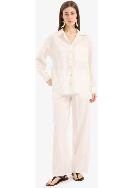 Regular Fit Beli Lastikli Plaj Pantolonu-Fall in Love