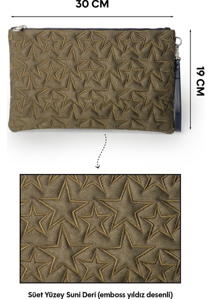 Yıldız Desenli Yeşil Süet Portföy Çanta fırsatları