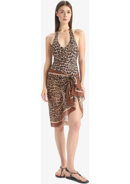 Regular Fit Leopar Desenli Şifon Pareo-Fall in Love E8218AX25HS