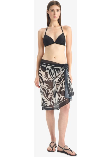 Regular Fit Desenli Şifon Pareo-Fall in Love E8218AX25HS