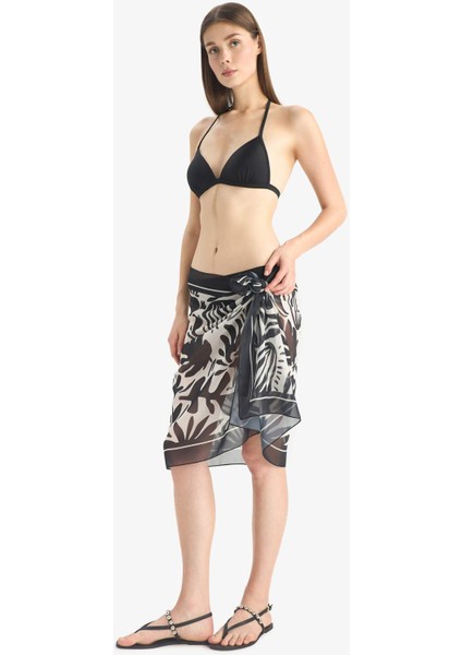 Regular Fit Desenli Şifon Pareo-Fall in Love E8218AX25HS