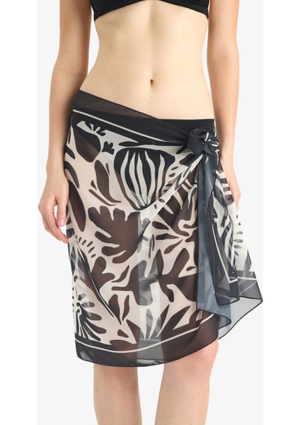 Regular Fit Desenli Şifon Pareo-Fall in Love E8218AX25HS