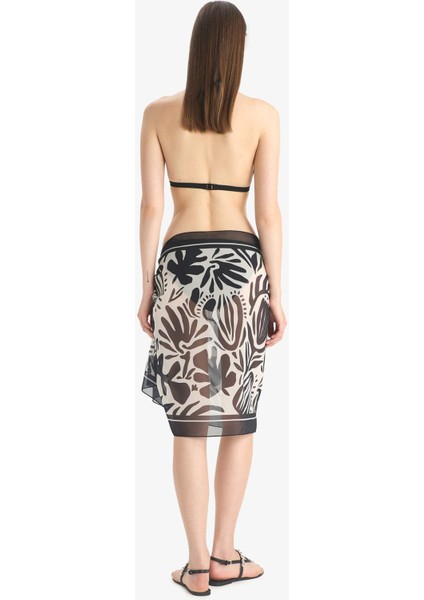 Regular Fit Desenli Şifon Pareo-Fall in Love E8218AX25HS