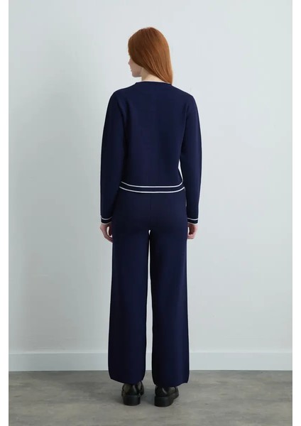 Biyeli Triko Hırka - Lacivert