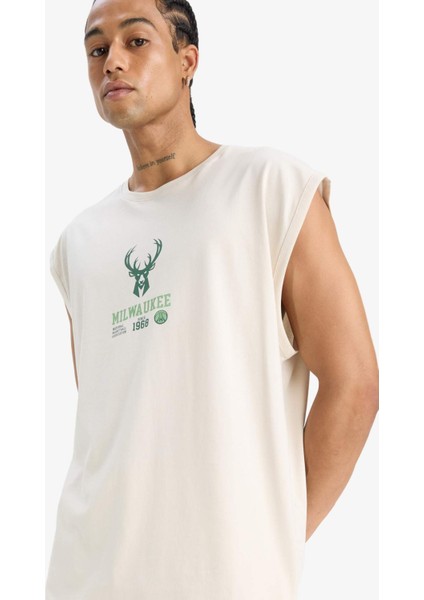 Fit NBA Milwaukee Bucks Oversize Geniş Kalıp Bisiklet Yaka Atlet