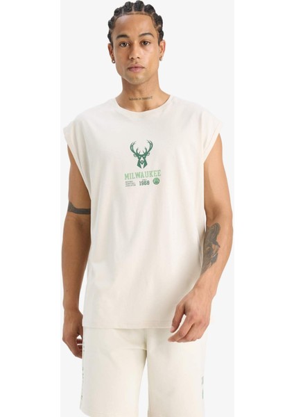 Fit NBA Milwaukee Bucks Oversize Geniş Kalıp Bisiklet Yaka Atlet