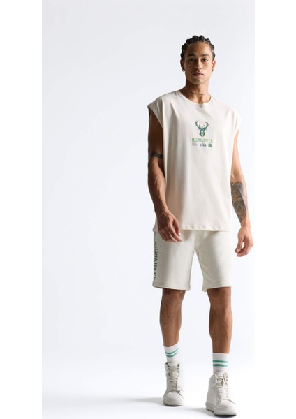 Fit NBA Milwaukee Bucks Oversize Geniş Kalıp Bisiklet Yaka Atlet