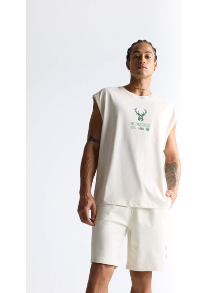 Fit NBA Milwaukee Bucks Oversize Geniş Kalıp Bisiklet Yaka Atlet