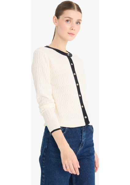 Fitted Bisiklet Yaka Düğmeli Triko Hırka A1107AX25AU