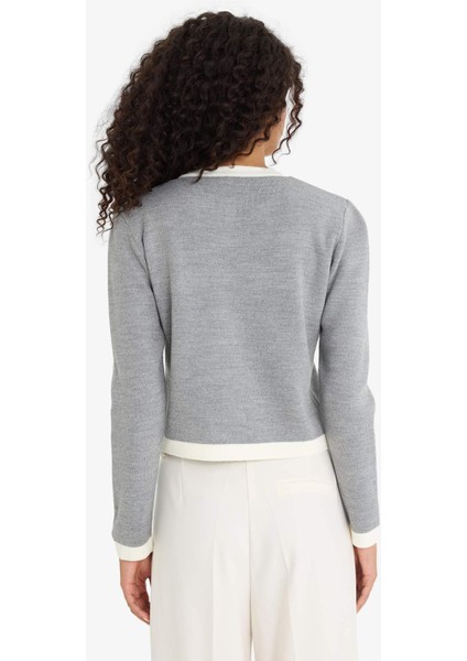 Regular Fit Bisiklet Yaka Düğmeli Triko Hırka C1482AX25AU