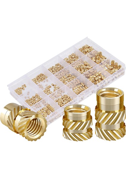 350PCS Dişli Ekler Dişi Iplik Metrik Pençeli Somunlar Çeşitliliği Kiti Pirinç Isı Seti Eki (Yurt Dışından)