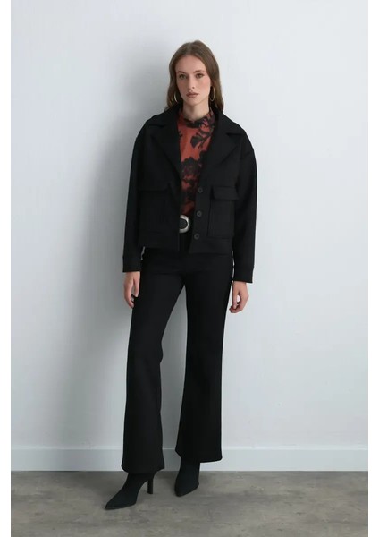 Cepli Suni Süet Ceket - Siyah