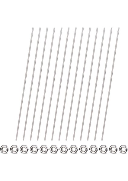 26PCS 8/32 Inç Dişli Çubuklar ve Altıgen Somunlar, M4 12 Inç Paslanmaz Çelik Boncuklu Bahçe Kazı Çubukları Için Tam Dişli (Yurt Dışından)