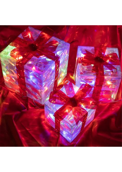 Noel Işık Hediye Kutusu LED Işık Noel Kutusu Dekorasyonları Noel Ağacı Ev Çim Dekorasyonları B (Yurt Dışından) indirimleri