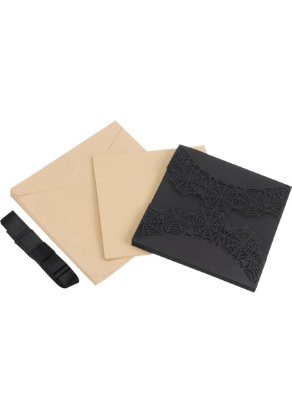 10PCS Cadılar Bayramı Davetiyeleri Kartı Hollow Korku Partisi Davetiyeleri Kartlar Bowknots (Siyah) ile Spiderweb Tasarım Kartları (Yurt Dışından)