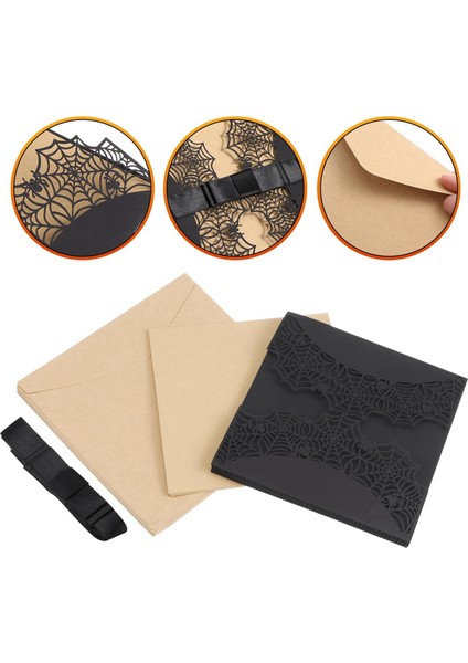 10PCS Cadılar Bayramı Davetiyeleri Kartı Hollow Korku Partisi Davetiyeleri Kartlar Bowknots (Siyah) ile Spiderweb Tasarım Kartları (Yurt Dışından) fiyatları