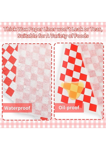 240PCS Damalı Mumlu Kağıt Kağıt Sayfalar Gıda Kağıdı Ekmek Sepet Astarları Sandviç Sarma Kağıdı (Yurt Dışından) modelleri