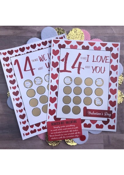 14 Şey Sevgililer Günü Günü Scratch-Off Baskı Romantik Tebrik Aşk Koyu Kartları Için Kırpma Kartı, A (Yurt Dışından) modelleri