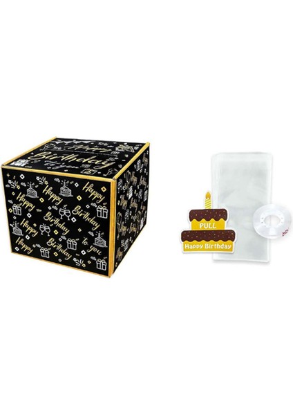 Nakit Hediye Çekme Için Mutlu Yıllar Para Kutusu, Arkadaşlar ve Aile Için Kek Kartı ile Mükemmel Hediye Kutusu, Siyah+Altın (Yurt Dışından) fırsatları