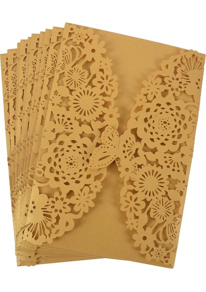 10PCS/SET Hassas Oyma Kelebekler Romantik Düğün Davetiyesi, Düğün Için Zarf Davetiyeleri ： Altın Sarı (Yurt Dışından) fiyatları