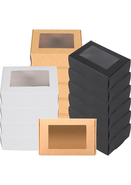 30 Pcs Mini Kraft Kağıt Kutusu Pencereli Mevcut Paketleme Kutusu Sabun Kutusu Fırın Şekeri (Siyah Kahverengi Beyaz) (Yurt Dışından)