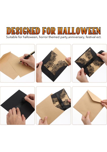 10PCS Cadılar Bayramı Davetiyeleri Kartı Hollow Korku Partisi Davetiyeleri Kartlar Bowknots (Siyah) ile Spiderweb Tasarım Kartları (Yurt Dışından) fırsatları
