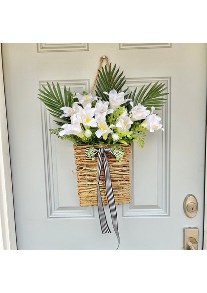 Krem Ortanca Kapı Askı Sepet Çelenk, Ön Kapı Pembe Meyve Kır Çiçeği Kapı Askı Sepeti Çelenk Için Bahar Çelenkleri (Yurt Dışından) fiyatları