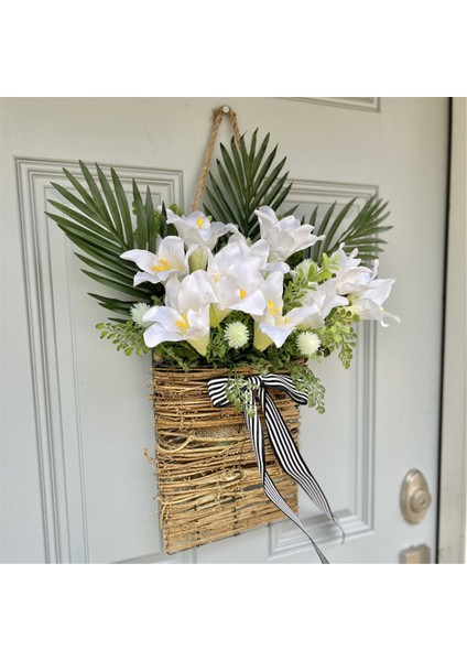 Krem Ortanca Kapı Askı Sepet Çelenk, Ön Kapı Pembe Meyve Kır Çiçeği Kapı Askı Sepeti Çelenk Için Bahar Çelenkleri (Yurt Dışından) indirimleri