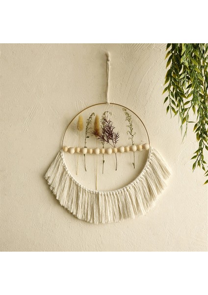 Bohem Ahşap Boncuk Pamuk Halat Kolye Dokuma Püskül Yuvarlak Duvar Kolye Ev Yatak Odası Dekorasyon (Yurt Dışından) indirimleri