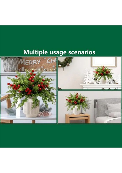 45PCS Dekorasyonlar Yapay Çam Şubeleri Holly Meyveleri Kırmızı Berry Noel Ağacı Çelenkleri Hediye Yeşillik (Yurt Dışından) fırsatları