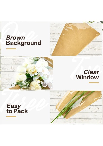 50 Adet Çiçek Buket Ambalaj Kağıdı, Kraft Kağıt Çiçekçi Sargısı Çantalar Çiçek Aranjman Malzemeleri Düğün, Sevgililer (Yurt Dışından) fırsatları