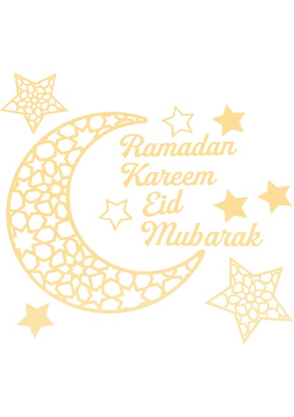 Ramazan Kareem Çıkartmalar Süslemeleri Duvar Eid Mübarek Ev Dekor Işareti Yatak Odası Ön Odası Hilal Kristalleri Sanat A (Yurt Dışından)