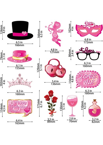 35 Sevgililer Günü Fotoğraf Booth Personal Parts Secongations Romantik Kutlamalar Için Öpücük Işaretleri (Yurt Dışından) fırsatları