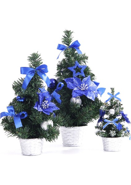 Mini Masa Üstü Ağacı Ev Noel Küçük Masaüstü Dekorasyon Partisi Süs Ailesi, Mavi (Yurt Dışından)