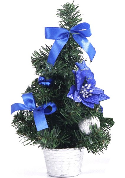 Mini Masa Üstü Ağacı Ev Noel Küçük Masaüstü Dekorasyon Partisi Süs Ailesi, Mavi (Yurt Dışından) modelleri