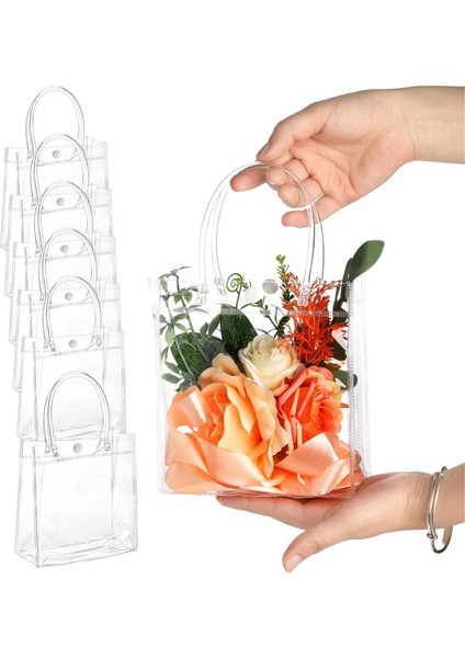 20PCS Şeffaf Hediye Çantası ile Düğün Şeker Hediye Ambalajı Yeniden Kullanılabilir Tote Çanta Noel Duş 13X15X7CM (Yurt Dışından) fiyatları