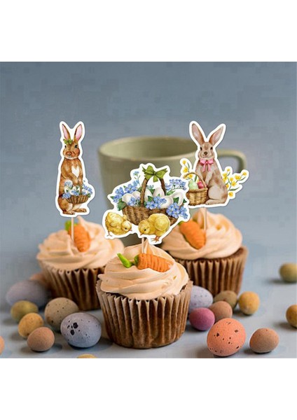 8pcs Sevimli Civciv Tavşan Yumurta Tarzı Cupcake Topper Paskalya Festivali Doğum Günü Partisi Bebek Duş Dekorasyonları (Yurt Dışından) fiyatları