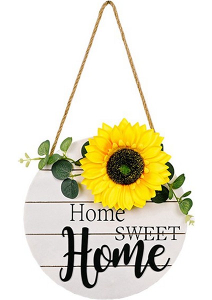 Ayçiçeği Ev Ahşap Kolye Dekor Çelenk Ayçiçeği Ahşap Kapı Dekorasyonu Ahşap Çelenk Için Hoş Geldiniz Tabelası (Yurt Dışından)