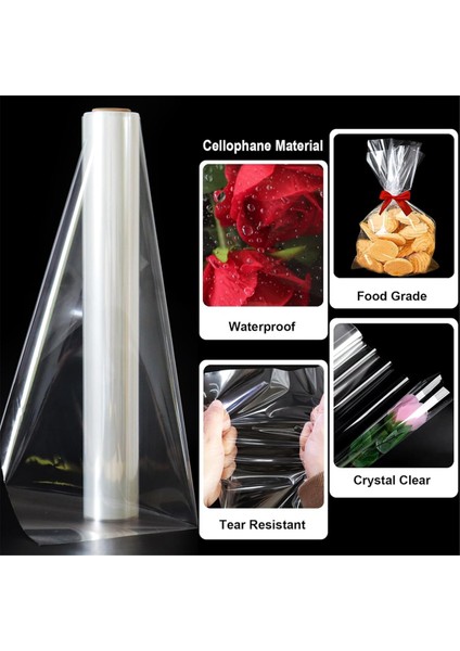 100FT Şeffaf Selofan Sargısı Rulosu 34IN x 100FT Ekstra Geniş Açık Ambalaj Kağıdı, Şeffaf Kalın Şeffaf Selofan Kağıdı (Yurt Dışından) fırsatları