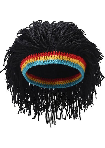 Bir Peruk Beanie Erkekler Kapaklar Hip Hop Kapak El Yapımı Tığ Kış Sıcak Şapka Gorro Cadılar Bayramı Noel Hediyeleri Komik Parti Peruk (Yurt Dışından)