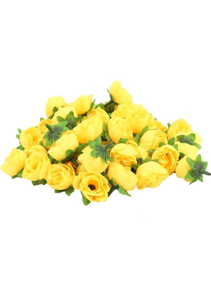 Sarı Kumaş Ipek Yapay Gül Çiçek Kafaları 50 Adet Dekorasyon Paketi Için (Yurt Dışından)