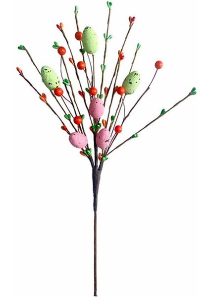 Pastel Paskalya Yumurtaları ve Çilek ile Yapay Paskalya Sprey Vine- Dekoratif Bahar Çiçek Kökleri- Easter Yumurta Şubeleri C (Yurt Dışından)